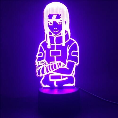Naruto Anime LED Night Light for Kids Bedroom Hyuga Neji Figure 3D Lamp Nightlight for Children Colorful Desk Lamp Xmas Gifts