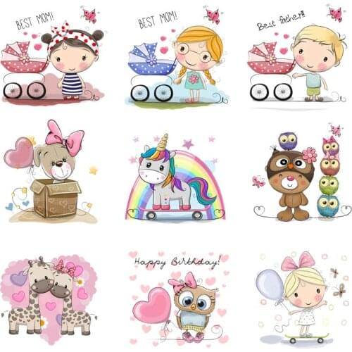 Iron-on Transfers for Clothing Patches Clorhing Stickers Stripe Dress Diy Cartoon Patch Vinyle Adhesive Flex Fusible Transfer A