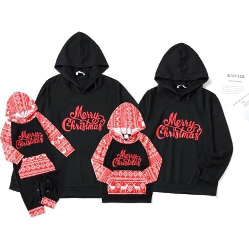 Father Mother Kids & Babys Hoodies Christmas Sweaters Family Matching Outfits Look Autumn Mommy and Me Sweatshirts Clothes