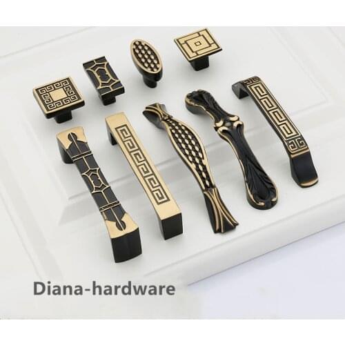 Pure Copper Vintage Antique Bronze Brass Kitchen Cabinet Handles and Pulls Furniture Drawer Knobs Wardrobe Door Pullers Hardware