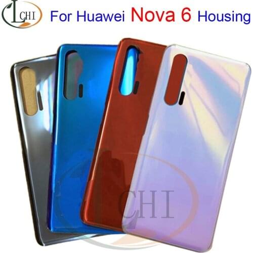 For Huawei Nova 6 Back Glass Battery Cover Rear Door Housing Nova6 Case For HUAWEI Nova 6 Battery Cover Rear Glass Panel