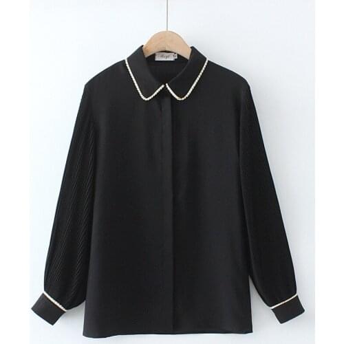 Plus Size XL-4XL Womens White Black Chiffon Blouse Ladies' Elegant Simple OL Tops Vintage Simple Workwear Blusas