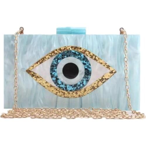 Eye Pattern Women Evening Bag Fashion Clutch Bags for Ladies Box Shape Shoulder Bags Clutch Purse Acrylic Handbags