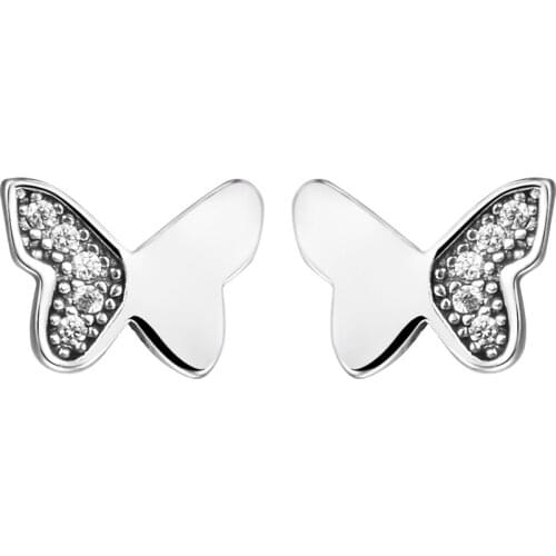 Real 925 Sterling Silver Jewelry Butterfly Stud Earrings for Women Girls Gift Statement Jewelry Brincos Wholesale