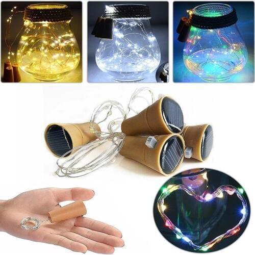 1M 10 LED Copper Wire Wine Bottle LED String Solar Powered Glass Wine Cork Lamp For Christmas Wedding Holiday Decoration