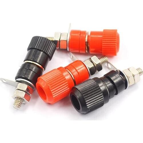 10pcs Terminal Blocks JS-910B JS-919 4mm Amplifier Terminal Connector Binding Post Banana Plug Jack Mount 5pcs Black + 5pcs red