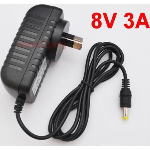 100PCS 8V 3A High quality IC solutions DC 8V 3A Switch power supply, 24W LED power adapter, AU plug 5.5mm x 2.1mm-2.5mm