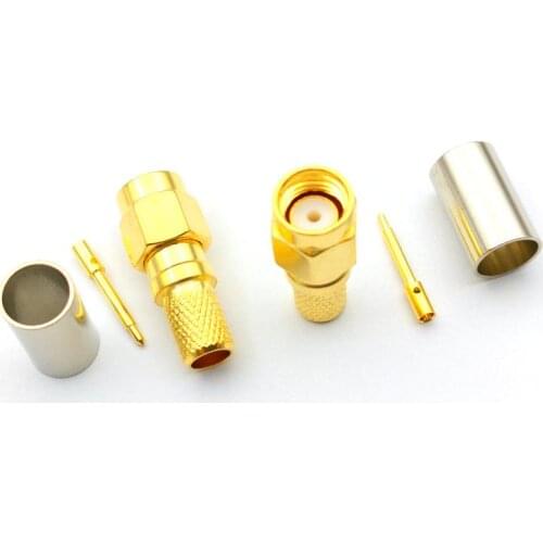 100pcs brass SMA Male Crimp for RG8X RG-8X LMR240 Coaxial Coax Cable adapter