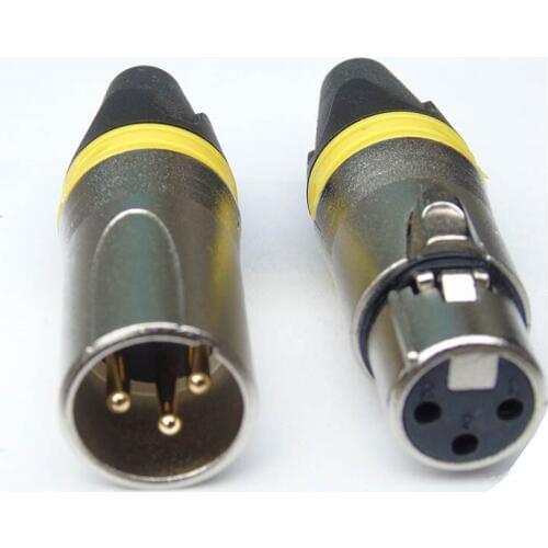 100pcs/lot 3 Pin XLR Connector with yellow color 50 PCS NC3MXX & 50 PCS NC3FXX