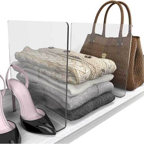 2PCS Acrylic Partition Wardrobe Classification Transparent Clothesboard Storage Hat Towel Shelf Dividers Wardrobe Separator