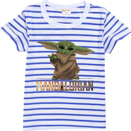 2021 Summer Baby Yoda T-shirt Children Short Sleeve The Mandalorian Films Printed Solid Color Tees Baby Kids Cotton Top Girl