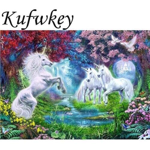 Kufwkey 5D Diamond embroidery animal,square resin 3d diamond painting cross stitch,diy diamond painting unicorn,home decoration