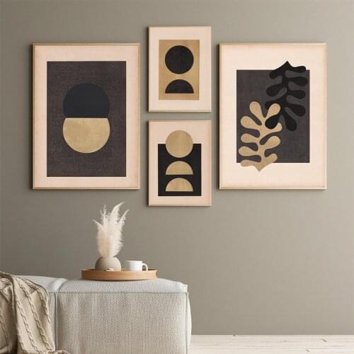 Matisse Style Print Abstract Gold Texture Geometry Poster Canvas Painting Modern Mid Century Wall Art Pictures Living Room Decor