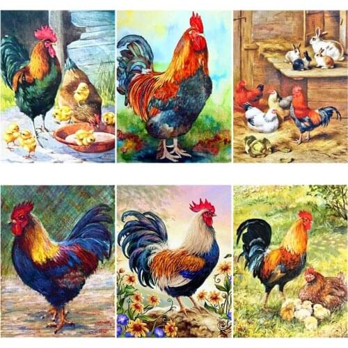 DIY 5D Diamond Painting Chicken Diamond Embroidery Cross Stitch Sale Full Round Drill Rhinestone Animal Farm Mosaic Home Decor