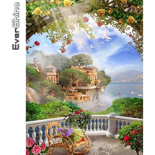 Evershine Diamond Embroidery House Landscape Diamond Painting Seaside Cross Stitch Sale 5D DIY New Arrival Decor For Home