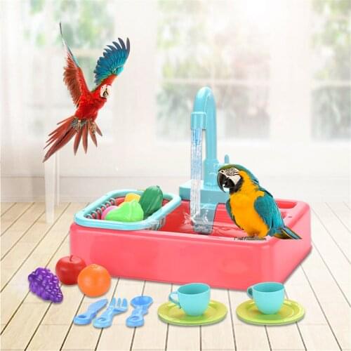 Bird Feeder Automatic Parrot Bathtub Swimming Pool Faucet Parrot Bath Shower Water Dispenser Bird Cage Bathroom Parrot Toys 2021