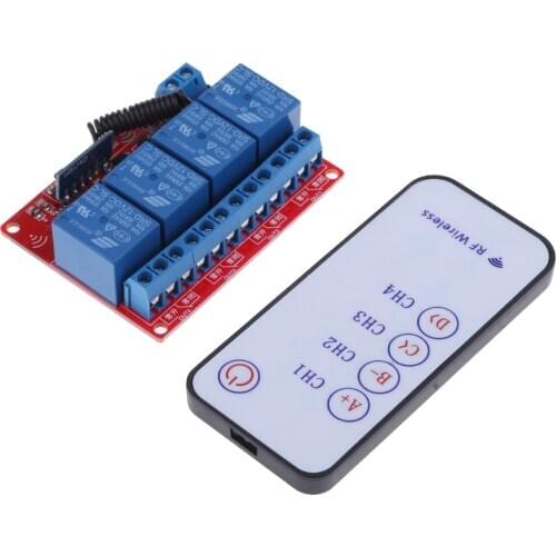 433MHz RF Wireless Receiver Smart Switch Relay Module 4CH for Smart Home 12V