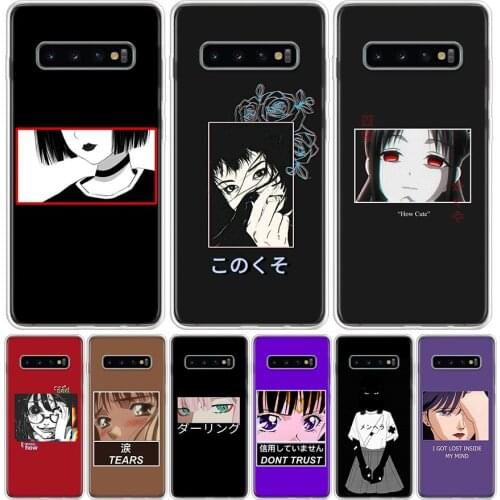 Japanese anime girls aesthetics Phone Case for Samsung Galaxy S10 S20 Ultra Note 10 9 8 S9 S8 S7 J4 J6 J8 Plus Lite + Popular Co