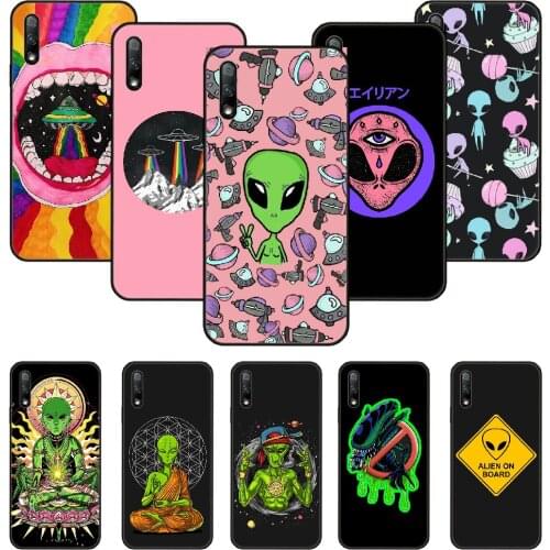Phone Case For Huawei Honor 9X 10 9 20 8X 8A 8S 7X 7A i A Pro Play Lite Black Cover Back Silicone Prime Trend Funda Cute Alien
