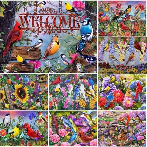 5D DIY Diamond Painting Bird Full Diamond Embroidery Animal Cross Stitch Kits Flower Picture Handmade Gift Home Decorations