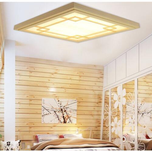 Japanese Style Tatami Wood led Ceiling light Pinus Sylvestris Ultrathin Natural Color Square Grid Paper Ceiling Lamp Fixture