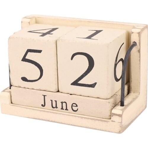Wooden Perpetual Calendar Retro Rustic Design Living Room Decoration Diy Yearly Planner Calendar