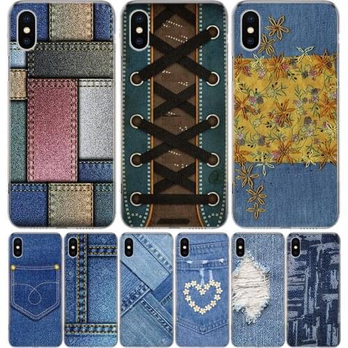 Jeans Cowboy Denim Printed Silicon Phone Case For Apple IPhone 11 12 Pro X XR XS Max 7 8 6 6S Plus 7G 6G 5S SE + Pattern Cover C