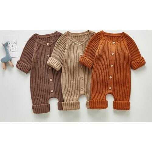 Knitted Baby Clothes Spring and Aurumn Long Sleeve Baby Boy Romper Newborn Jumpsuit Toddler Sweater Solid Baby Girl Outfits