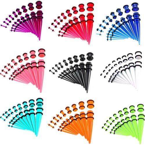 18Piece/Set Acrylic Ear Stretching Kit Gauge 14G-00G Beginer Ear Stretchers Plug And Tunnel Set Ear Stretching Kit Taper Set Lot