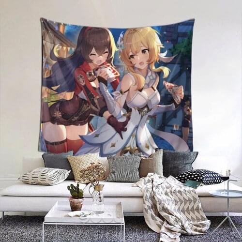 Amber Girl Tapestry Anime Game College Tapestry Wall Bedspread aesthetic Hanging Blankets For Bedroom Dorm