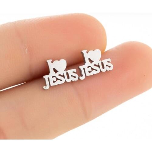 Stainless Steel I LOVE JESUS Stud Earring Fashion Letter Earrings For Women Girls Statement Jewelry Gifts Party Piercing Bijoux