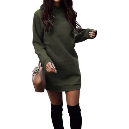 2020 Autumn Winter Thicken Straight Sweatshirt Dress Casual Long Sleeve O Neck Pullover Dress