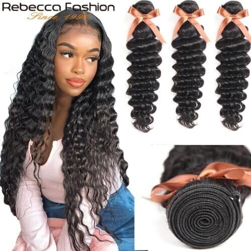 Rebecca Brazilian Loose deep Hair Weave Bundles 100% Remy Human Hair Extension Natural Color 3 Bundles Loose Wave Hair Bundles