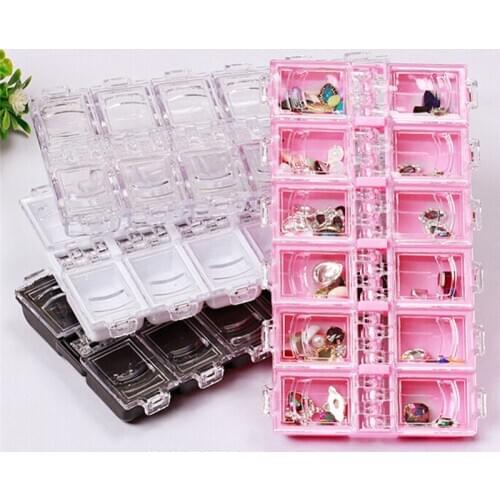 12 Slots Adjustable Plastic Storage Box Case Transparent Rectangle Organizer Beads Earring Jewelry Container