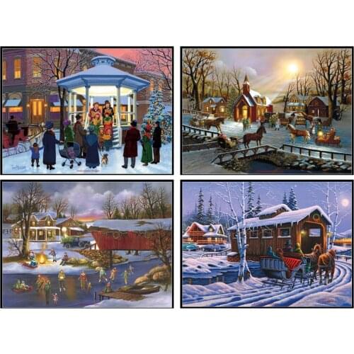 Counted Cross Stitch Kits Needlework Embroidery - 14 ct Aida DMC Color DIY Arts Handmade Home Decor - Romantic Christmas