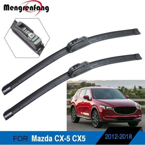 For Mazda CX-5 CX5 Car Front Windscreen Wiper Blades Soft Rubber Wiper Blade J Hook & Push Button Arms 2012-2018