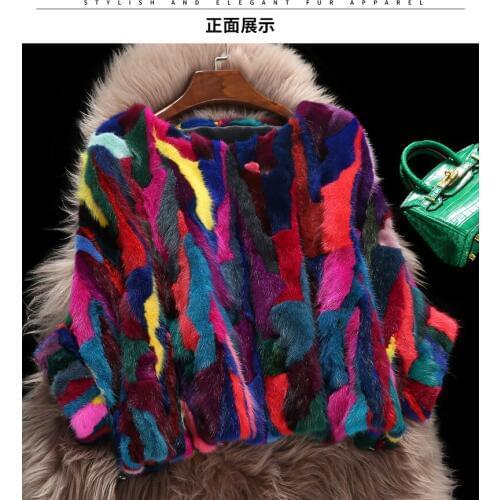Natural genuine real Mink Fur coat Womens Batwing sleeve fashion multi-color color fur shawl short style