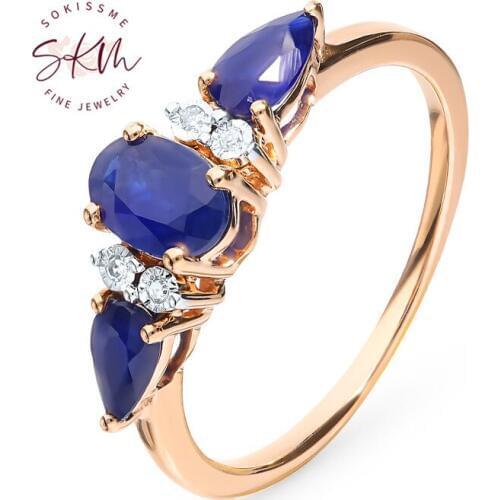 SKM flower rings for women Sapphire rings for women brand designer Engagement wedding rings designer Luxury Fine Jewelry