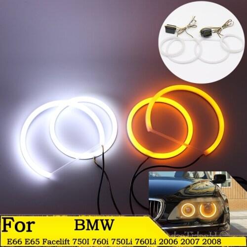 SMD Cotton Light Switchback LED Angel Eye Halo Ring Kit For BMW E66 E65 Facelift 750I 760i 750Li 760Li 2006 2007 2008