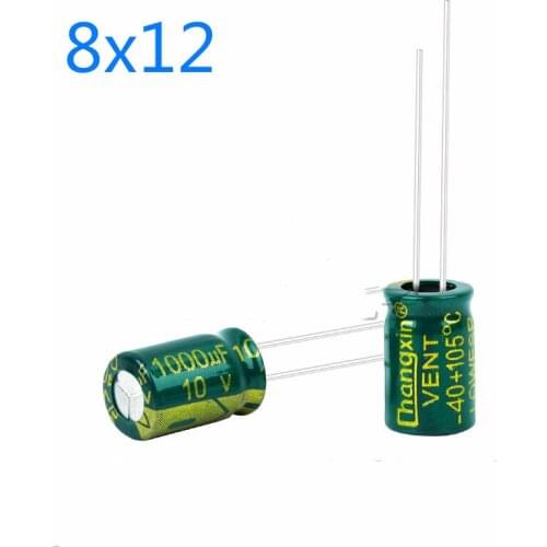 50-100pcs/lot 1000UF 10V 10v1000uf 8X12MM Genuine Plug-in Aluminum Electrolytic Capacitor Volume