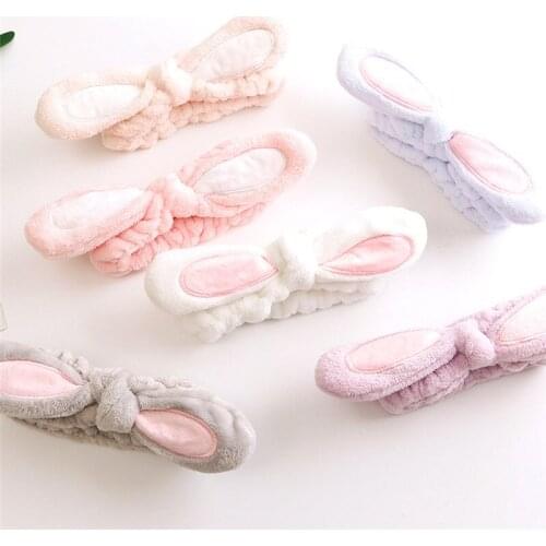 1Pc Fashion Women Girls Rabbit Ears Hairband Elastic Headdress Hair Accessories Cotton Makeup Tools