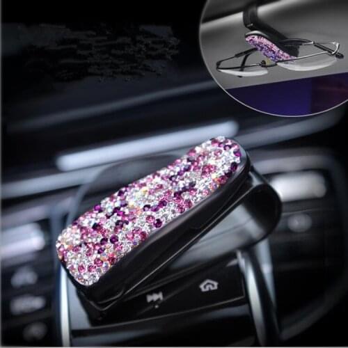 1PCs Rhinestone Auto Fastener Clip Diamond Car Sun Visor Glasses Sunglasses Folder Ticket Receipt Card Clip Storage Holder Case