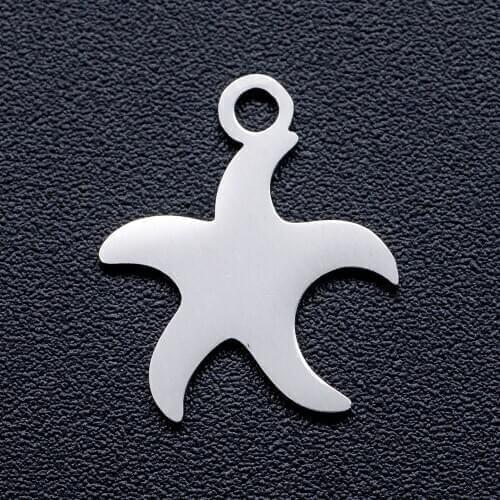 10pcs/lot Starfish DIY Jewelry Charms Wholesale 100% Stainless Steel Pendant Accessories Dropshipping Charm for Necklace Making