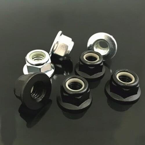 10pcs M3 M4 M5 M6 M8 M10 External Hex Anti-Loose Flanger Nuts Nylon Ring Self-Locking Non-Slip Outer Hexagon Nut