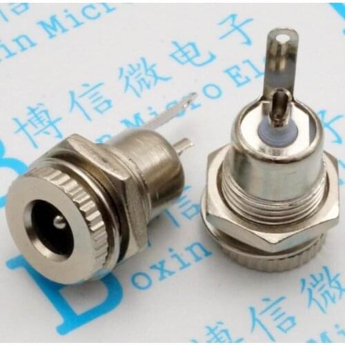 15pcs DC power outlet DC099 5.5*2.1 5.5*2.5 30V 5A power socket brass threaded high current charging full metal female socket