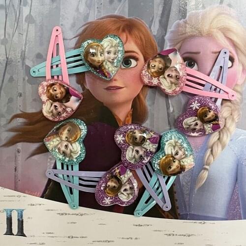 2pcs/lot 2019 new Disney doll accessories cartoon hair accessories Princess heart-shaped hair clips Snow White side clips
