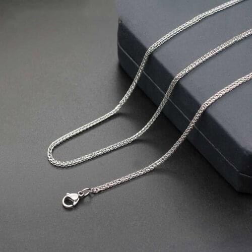 2018 Men Curb Rope Spiga Plait Necklace Chain 2mm Width 316L Stainless Steel Silver Color jewelry 45cm 50cm 55cm