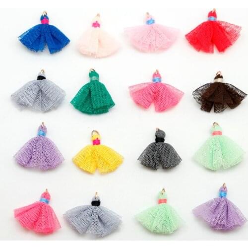 30mm Soild Color/Mini Bowknot Tassel/Mesh Cotton Pendants/DIY Decorative Findings /Cellphone,Key Ring,Bag,Garment Decoration