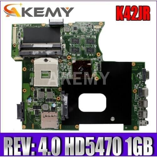 Akemy K42JR Laptop motherboard DDR3 For Asus k42j K42JZ K42JB K42JY X42J Laptop Mainboa 100% tested intact REV: 4.0 HD5470 1GB