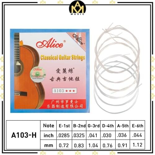 Alice A103 Clear Nylon Silver Plated Single Classical 6 Strings Classical Guitar Strings